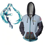 Hatsune Miku Anime V2 VOCALOID 01 Cosplay Unisex 3D Printed Hoodie Sweatshirt Jacket With Zipper
