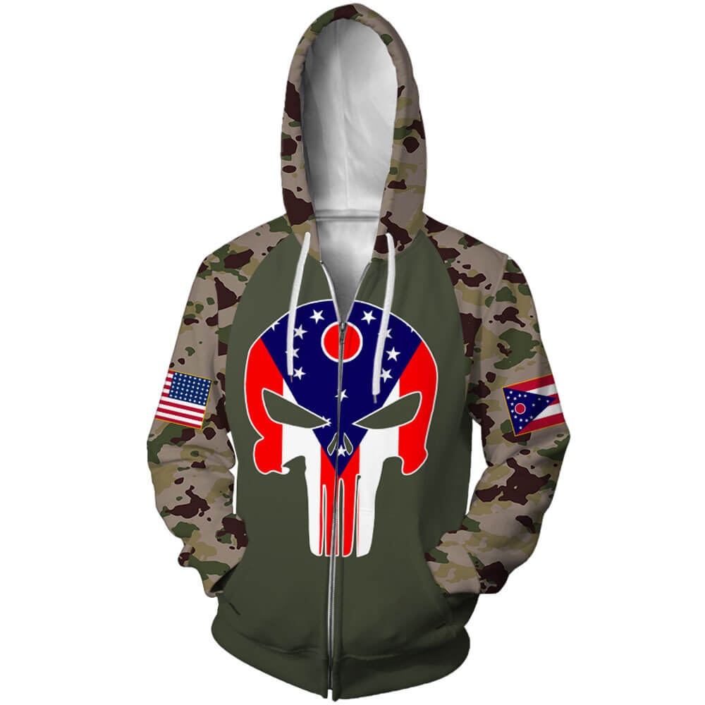 Skull Zip Up Hoodie Unisex Adult Cosplay 3D Print Sweatshirt Jacket