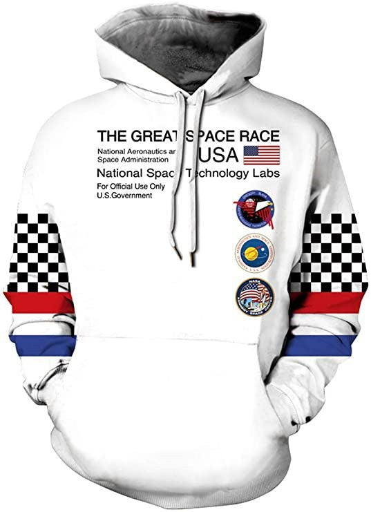 The Great Space Race White Unisex 3D Printed Hoodie Pullover Sweatshirt