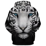Animal White Siberian Amur Tiger Sky Blue Eyes Unisex Adult Cosplay 3D Print Jacket Sweatshirt