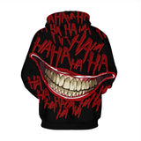 Joker Movie Arthur Clown Big Mouth Laugh HA HA Red Unisex Adult Cosplay 3D Printed Hoodie Pullover Sweatshirt