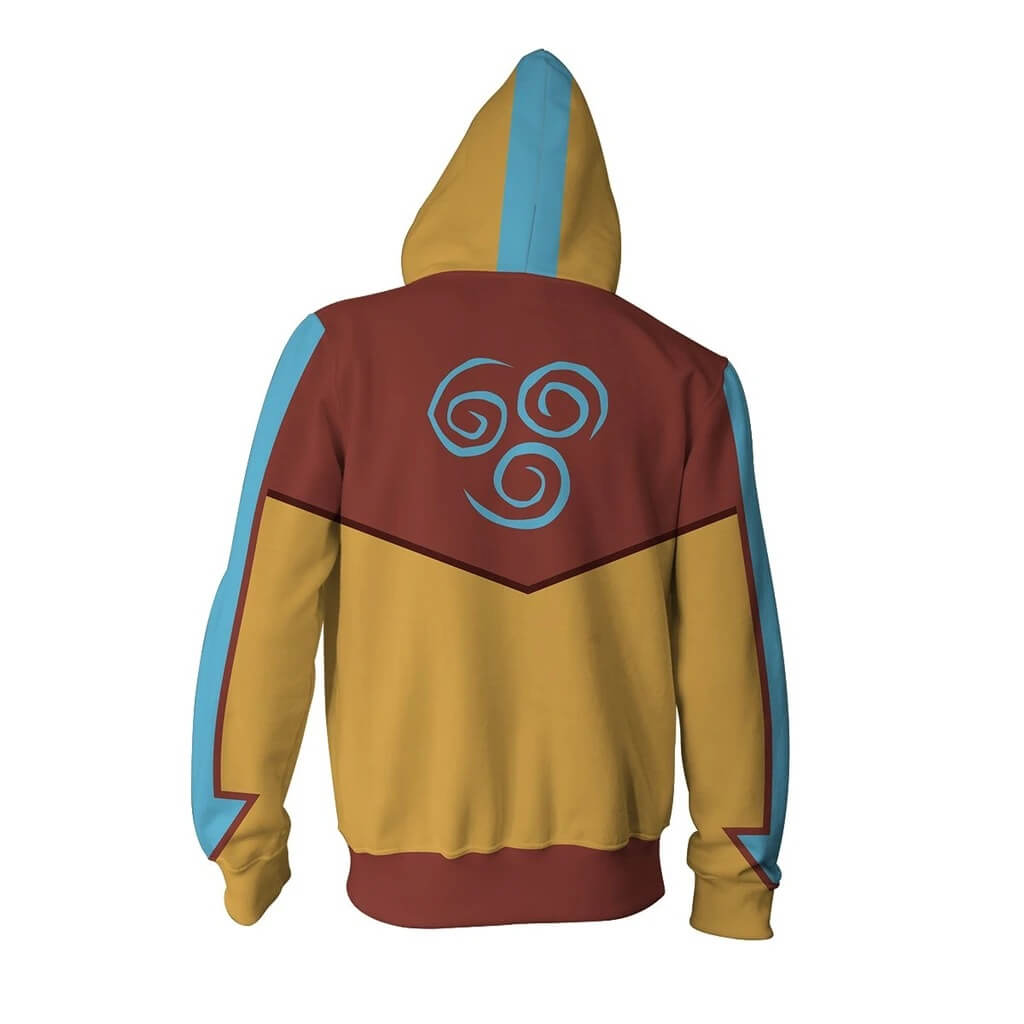Avatar The Last Airbender Anime Aang Bonzu The Third Kuzon Unisex Adult Cosplay Zip Up 3D Print Hoodie Jacket Sweatshirt