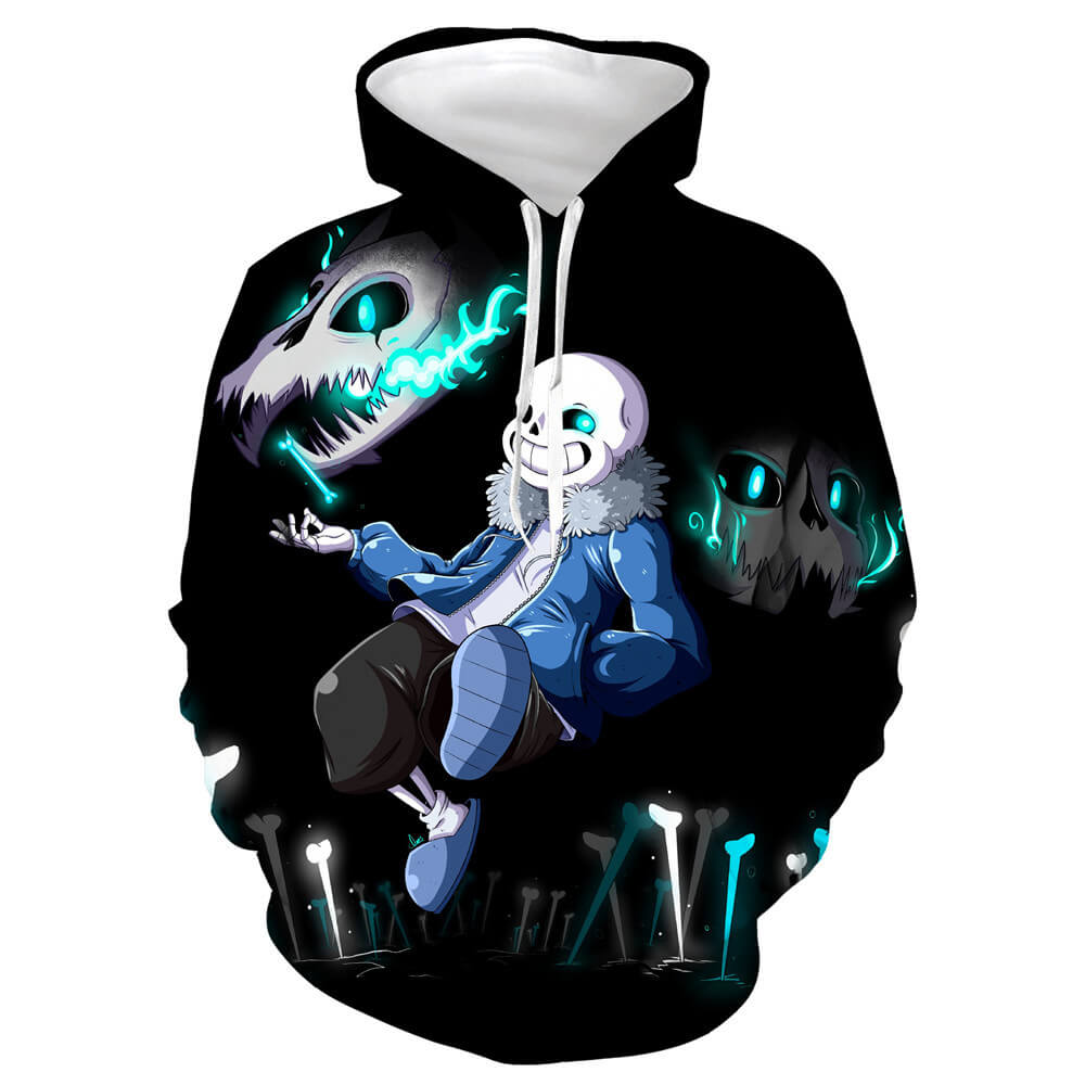 Undertale Game Sans Paunchy Skeleton Wide Toothy Grin 9 Unisex Adult Cosplay 3D Printed Hoodie Pullover Sweatshirt