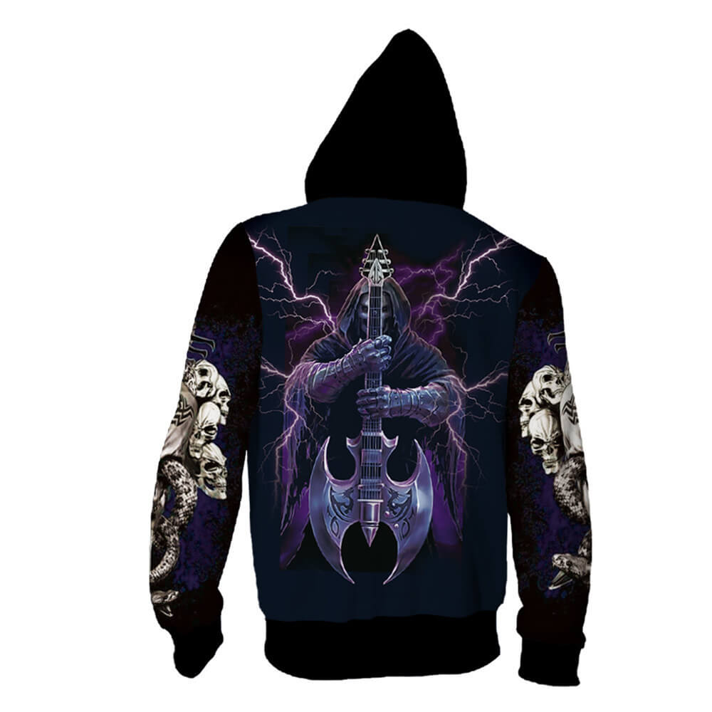 Skull Hoodies Zip Up Unisex Adult Cosplay 3D Print Sweatshirt Jacket