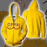 ONE PUNCH MAN Anime Saitama Oppai Bald Cape Yellow Unisex Adult Cosplay Zip Up 3D Print Hoodie Jacket Sweatshirt