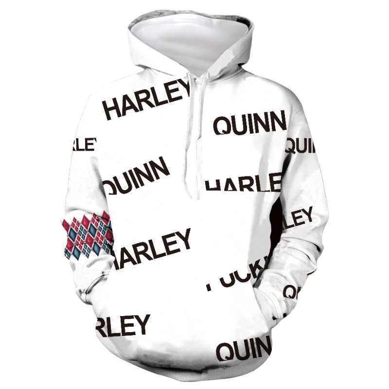 Suicide Squad Movie Harleen Quinzel Harley Quinn White 12 Unisex Adult Cosplay 3D Printed Hoodie Pullover Sweatshirt