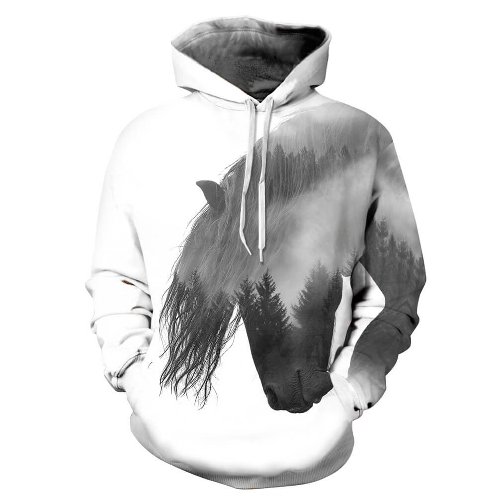 Horse Forest Style Animal Unisex Adult Cosplay 3D Printed Hoodie Pullover Sweatshirt