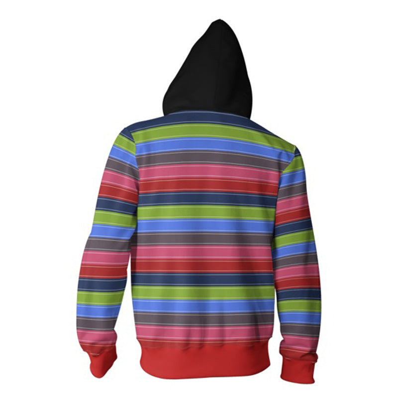 Child's Play 2 Colorful Straps Movie Unisex 3D Printed Hoodie Sweatshirt Jacket With Zipper