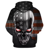 Black Skull Man Head Eyes Shining American Flag Movie Cosplay Unisex 3D Printed Hoodie Sweatshirt Pullover