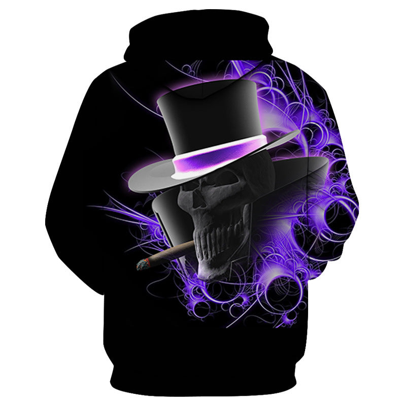 Purple Skull Man Head With Hat Movie Cosplay Unisex 3D Printed Hoodie Sweatshirt Pullover