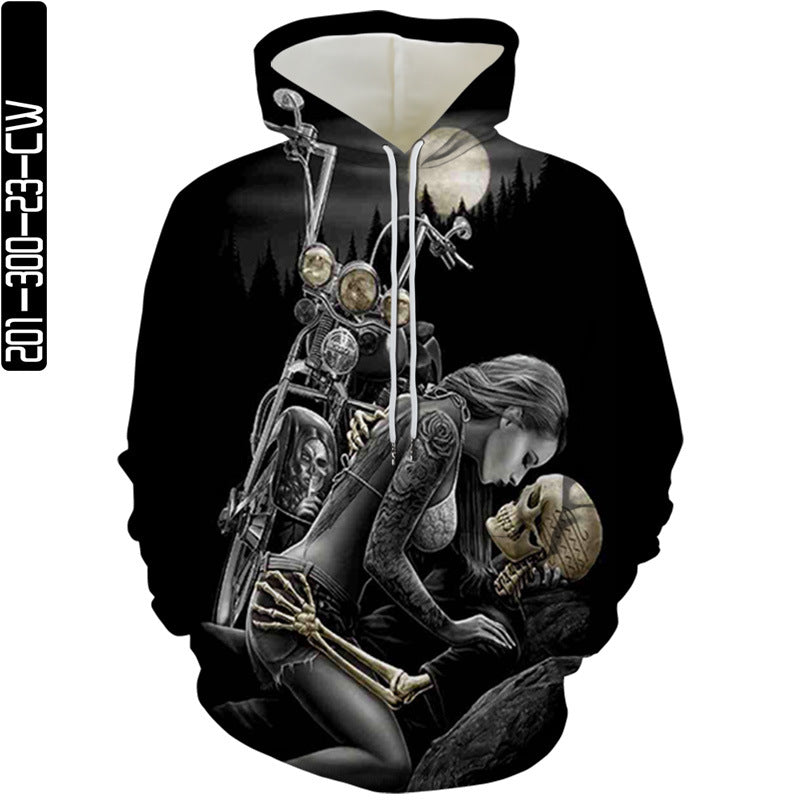 Hot Woman With Skull Man Head Movie Cosplay Unisex 3D Printed Hoodie Sweatshirt Pullover