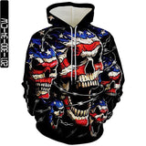 Many Flag Skull Man Head Open Mouth Movie Cosplay Unisex 3D Printed Hoodie Sweatshirt Pullover