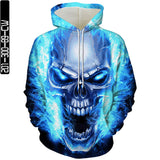 Ice Angry Skull Man Head Movie Blue Shining Cosplay Unisex 3D Printed Hoodie Sweatshirt Pullover