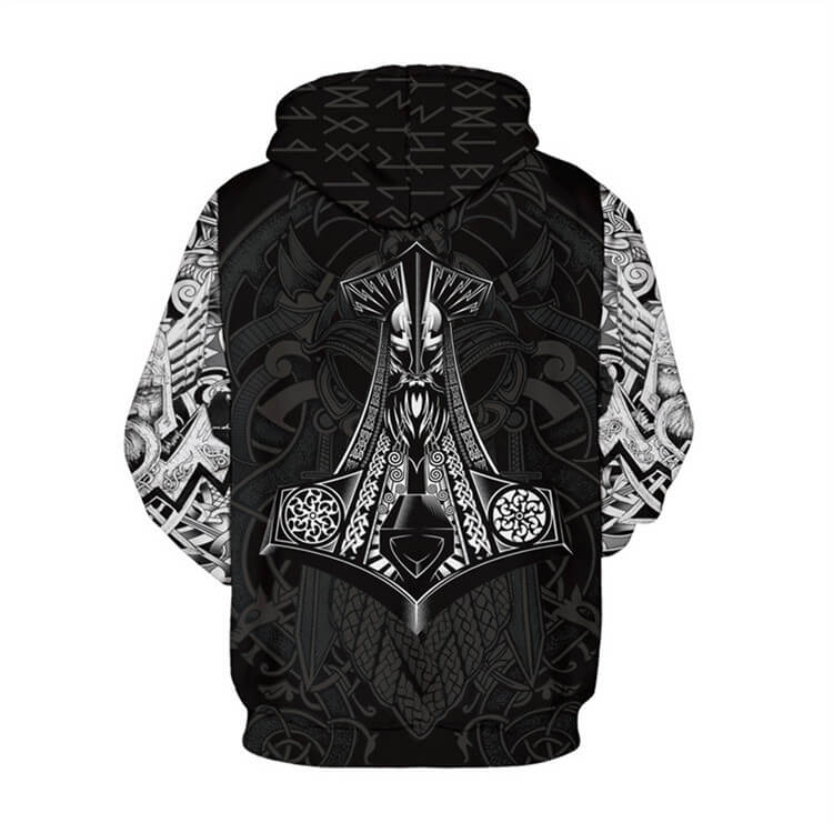 Viking Odin Valhalla Wolf Pattern Symbol Tattoo 10 Unisex Adult Cosplay 3D Print Hoodie Pullover Sweatshirt