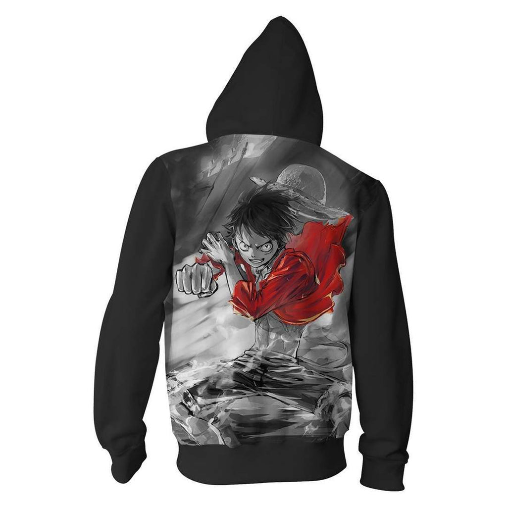 One Piece Anime Monkey D Luffy Style 1 Cosplay Unisex 3D Printed Hoodie Pullover Sweatshirt Jacket With Zipper
