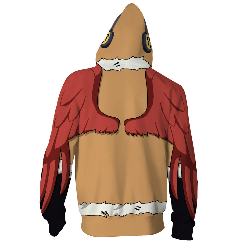 My Hero Academia Anime Hawaks Winged Hero Cosplay Unisex 3D Printed mha Hoodie Sweatshirt Jacket With Zipper
