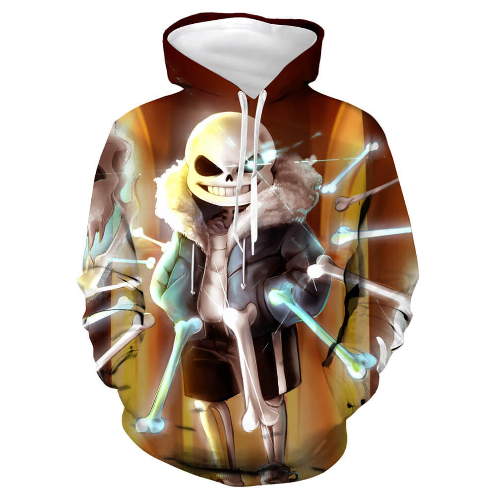 Undertale Game Sans Paunchy Skeleton Wide Toothy Grin 12 Unisex Adult Cosplay 3D Printed Hoodie Pullover Sweatshirt