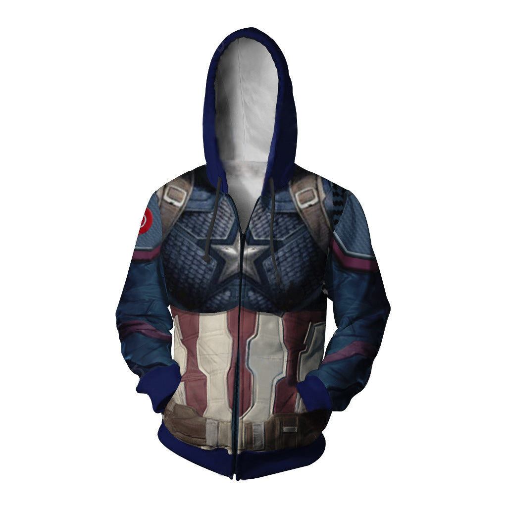 Captain America Movie Style 2 Cosplay Unisex 3D Printed Hoodie Sweatshirt Jacket With Zipper