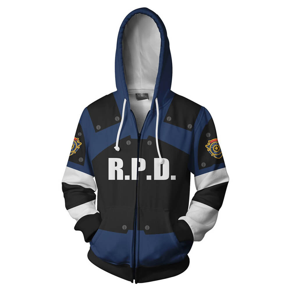 Resident Evil Biohazard Game Raccoon Police Department RPD Uniform Unisex Adult Cosplay Zip Up 3D Print Hoodie Jacket Sweatshirt