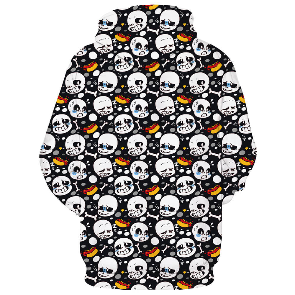 Undertale Game Sans Paunchy Skeleton Wide Toothy Grin 1 Unisex Adult Cosplay 3D Printed Hoodie Pullover Sweatshirt