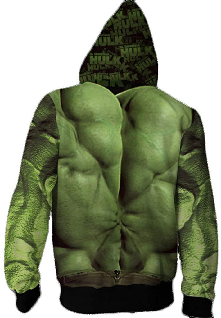 Avengers Movie Green Hulk Cosplay Unisex 3D Printed Hoodie Sweatshirt Jacket With Zipper