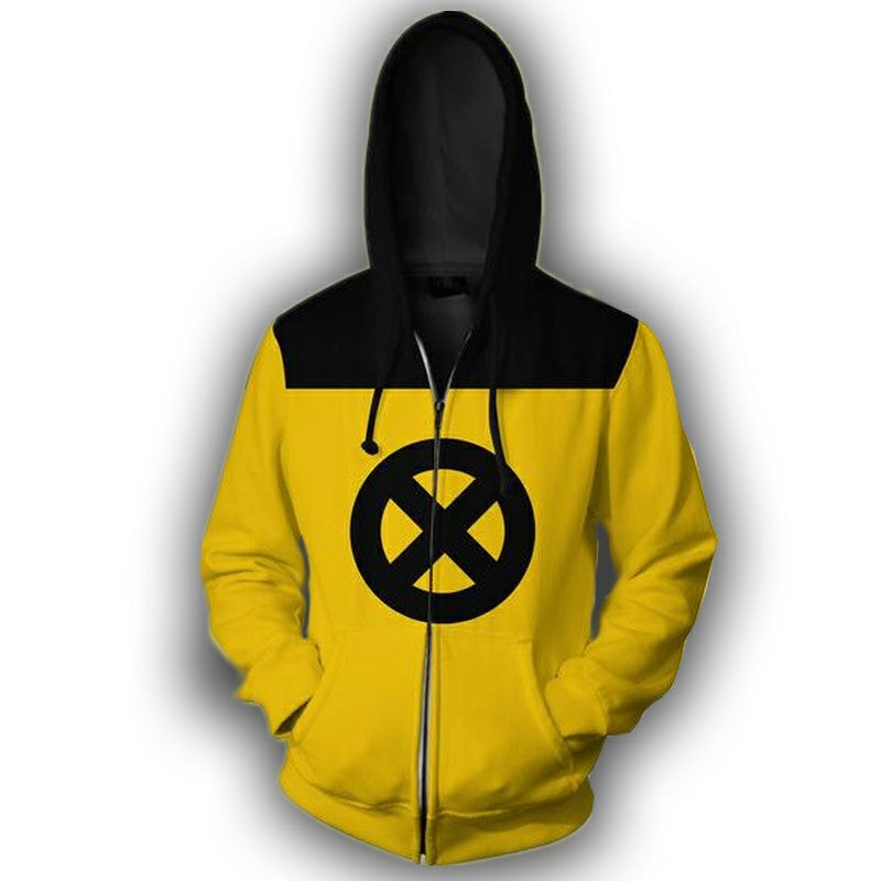 Once Upon A Deadpool 2 Movie X-Men Trainee Yellow Unisex Adult Cosplay Zip Up 3D Print Hoodies Jacket Sweatshirt