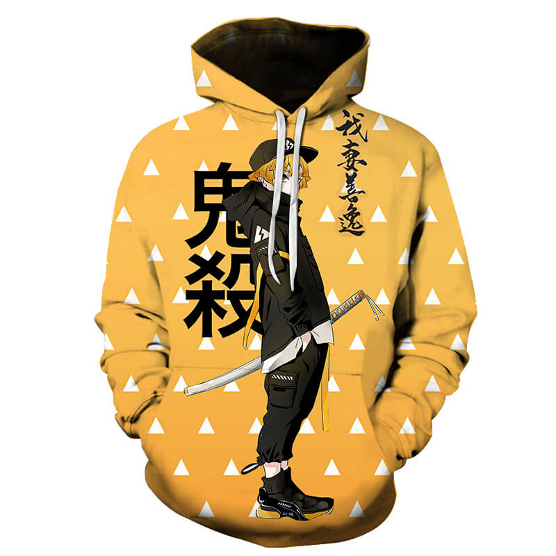 Demon Slayer Kimetsu no Yaiba Anime Agatsuma Zenitsu 1 Unisex Adult Cosplay 3D Print Hoodie Pullover Sweatshirt
