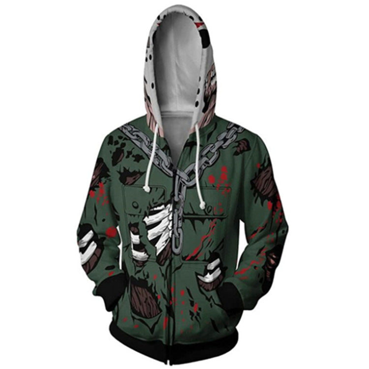 Friday the 13th Halloween Movie Unisex 3D Printed Hoodie Sweatshirt Jacket With Zipper