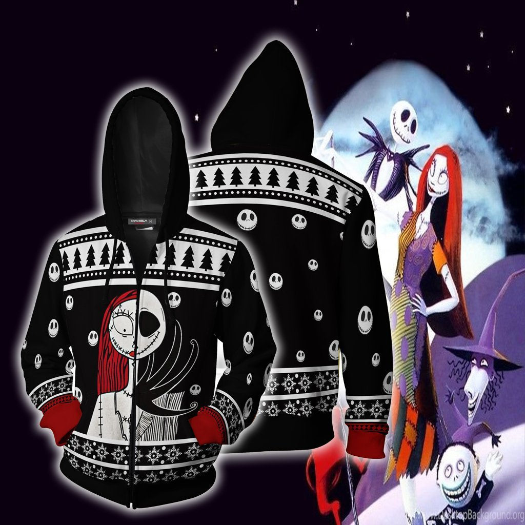 The Nightmare Before Christmas Anime Red Black Sally Cosplay Unisex 3D Printed Hoodie Sweatshirt Jacket With Zipper