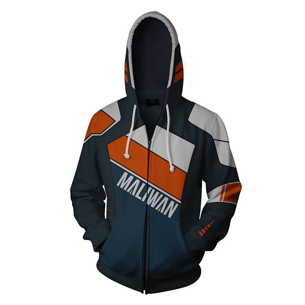 Borderlands Dark Blue MALIWAN Game Unisex 3D Printed Hoodie Sweatshirt Jacket With Zipper