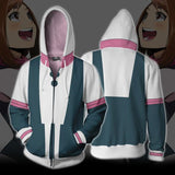 My Hero Academy Anime Ochaco Uraraka Cosplay Unisex 3D Printed Hoodie Sweatshirt Jacket With Zipper