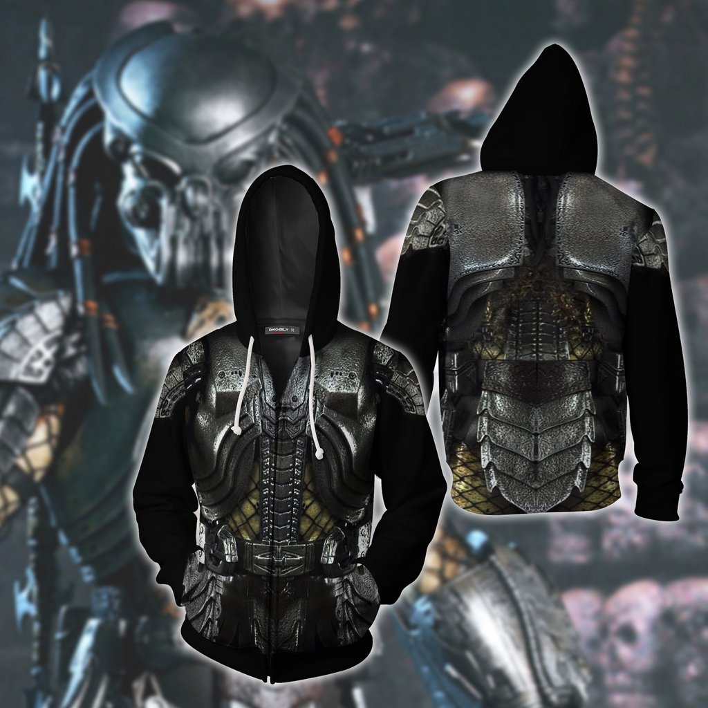 Predator Costume Movie Monster Black Cosplay Unisex 3D Printed Hoodie Sweatshirt Jacket With Zipper