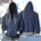 Fullmetal Alchemist Roy Mustang Anime Blue Cosplay Unisex 3D Printed Hoodie Sweatshirt Jacket With Zipper