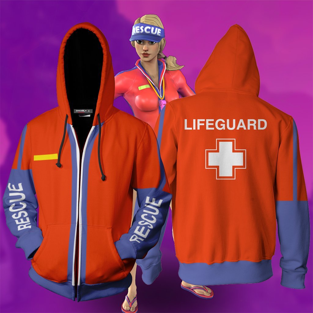 Fortnite Game Mogul Master Rescue LIFEGUARD Cosplay Unisex 3D Printed Hoodie Sweatshirt Jacket With Zipper