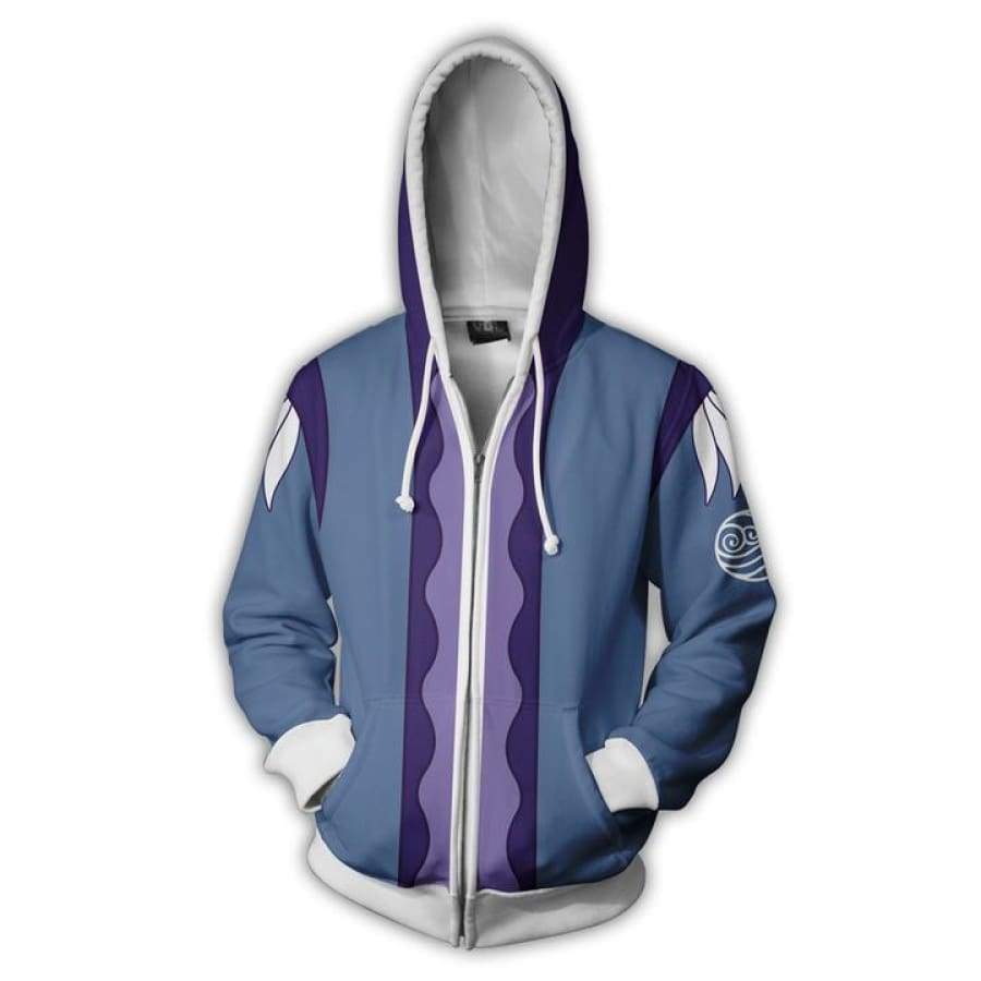 Avatar The Last Airbender Anime Katara Blue Cosplay Unisex 3D Printed Hoodie Sweatshirt Jacket With Zipper