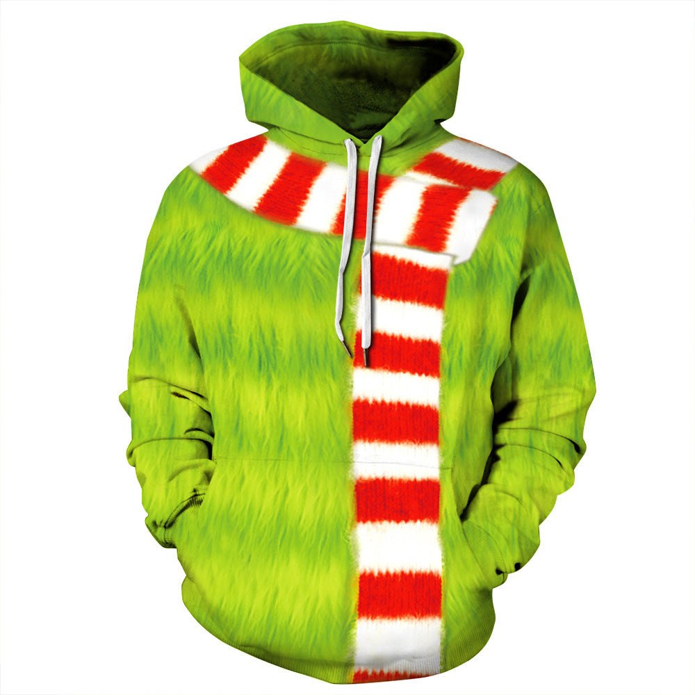 Green Haired Grinch Scarf Anime Unisex 3D Printed Hoodie Pullover Sweatshirt