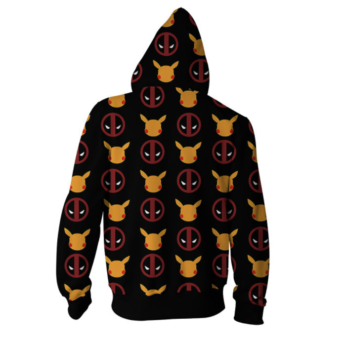 Marvel Cute Deadpool and Pikachu Anime Unisex 3D Printed Hoodie Sweatshirt Jacket With Zipper