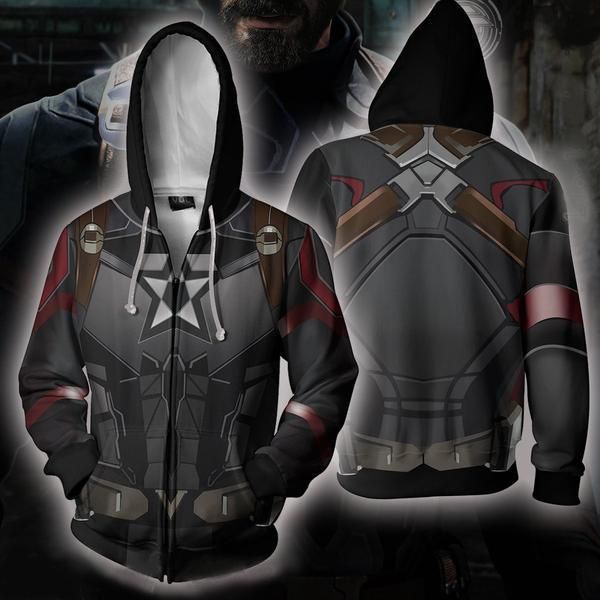 Captain America Movie Steve Rogers Winter Soldier Cosplay Unisex 3D Printed Hoodie Sweatshirt Jacket With Zipper