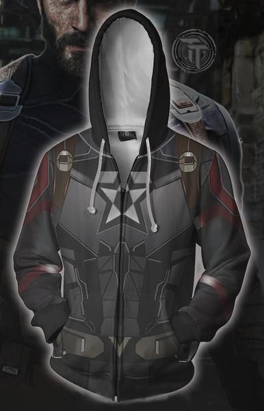 Captain America Movie Steve Rogers Winter Soldier Cosplay Unisex 3D Printed Hoodie Sweatshirt Jacket With Zipper
