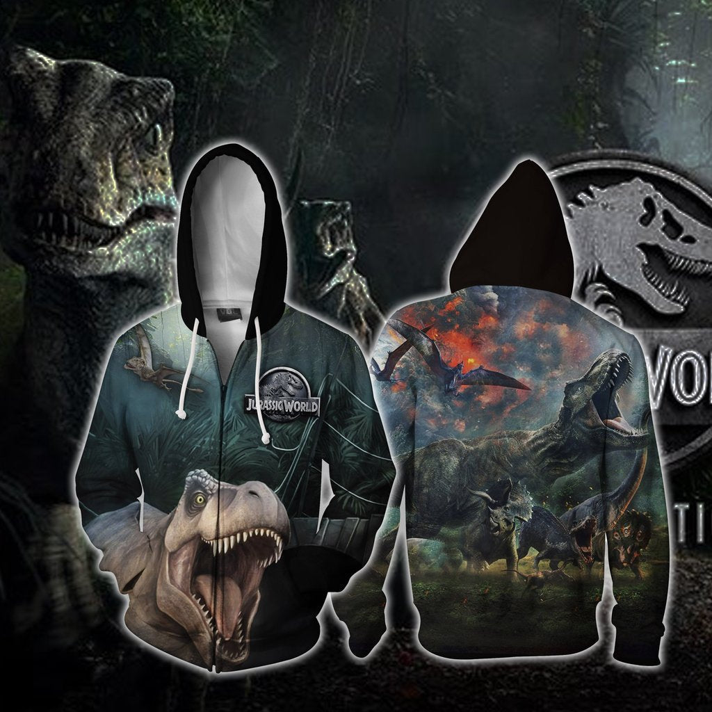 Jurassic World Tyrannosaurus Rex Movie Unisex 3D Printed Hoodie Sweatshirt Jacket With Zipper