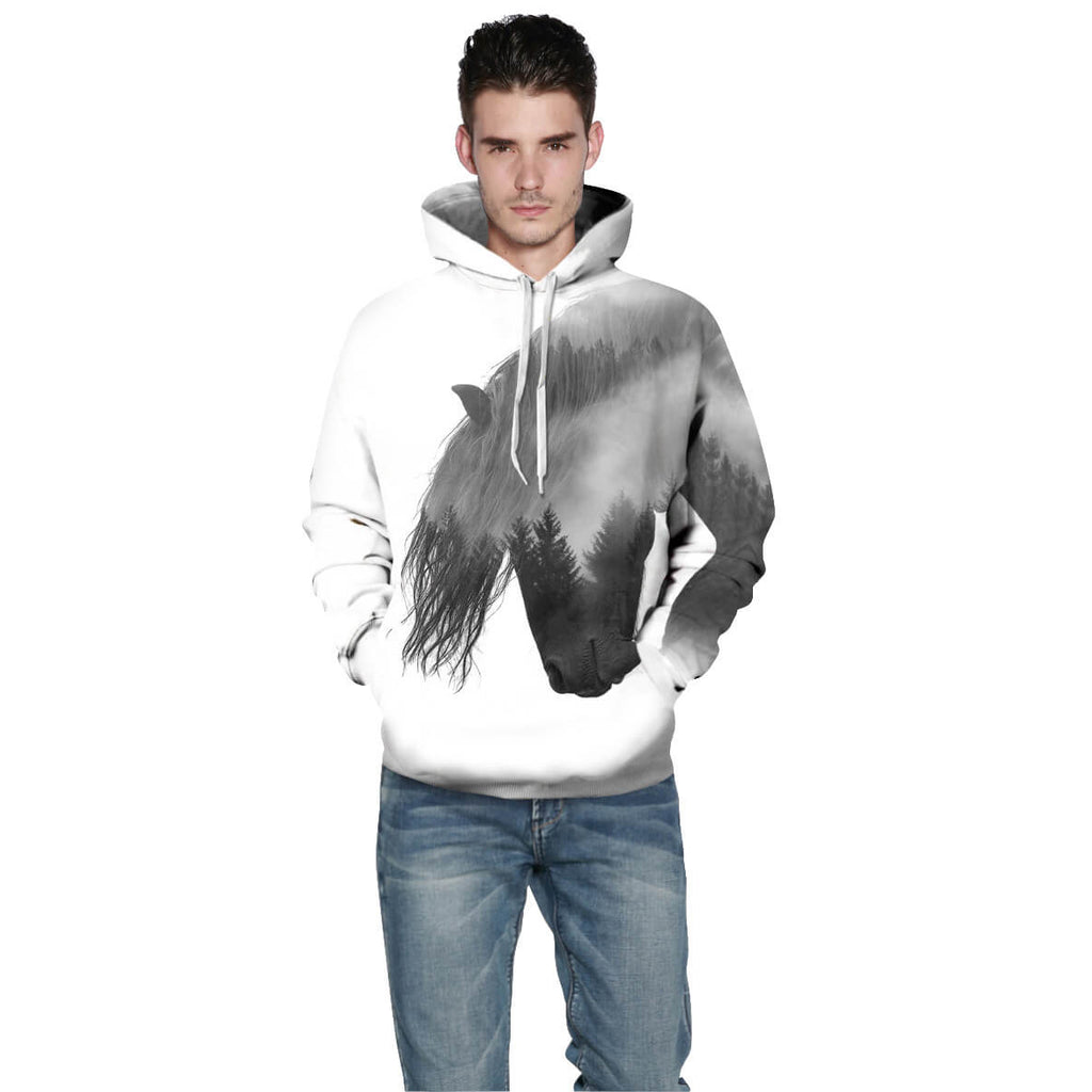 Horse Forest Style Animal Unisex Adult Cosplay 3D Printed Hoodie Pullover Sweatshirt