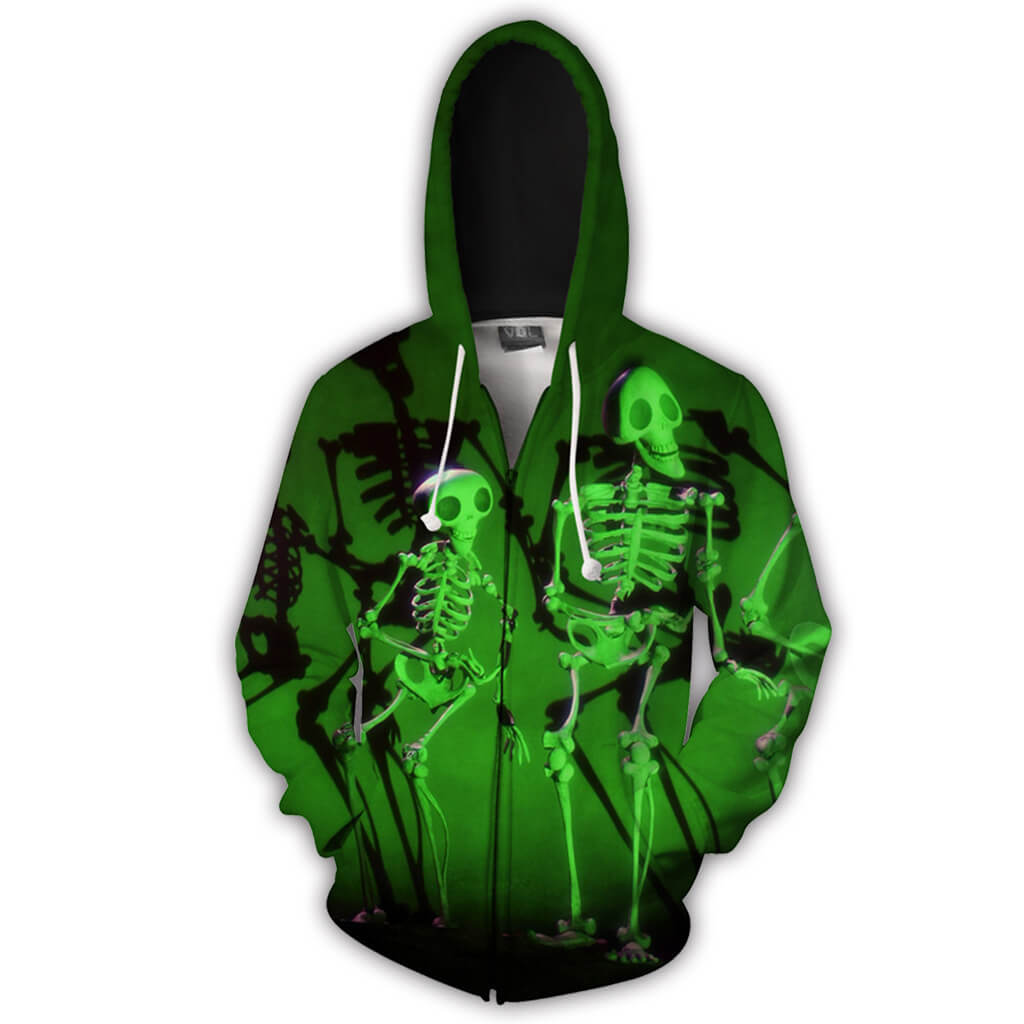 The Nightmare Before Christmas Cartoon Jack Skellington Green Unisex Adult Cosplay Zip Up 3D Print Hoodies Jacket Sweatshirt