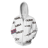 Suicide Squad Movie Harleen Quinzel Harley Quinn White 13 Unisex Adult Cosplay Zip Up 3D Print Hoodies Jacket Sweatshirt
