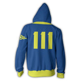 Fallout 4 Game Nate Vault 111 Blue Uniform Cosplay Unisex 3D Printed Hoodie Sweatshirt Jacket With Zipper