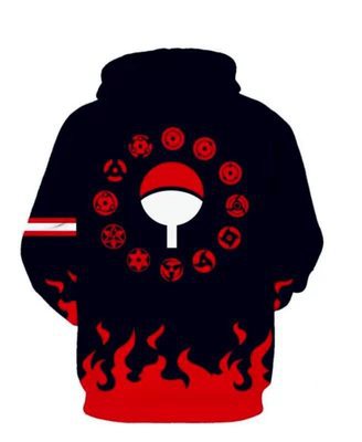 Naruto Anime Uchiha Black Red Logo Cosplay Unisex 3D Printed Hoodie Sweatshirt Pullover