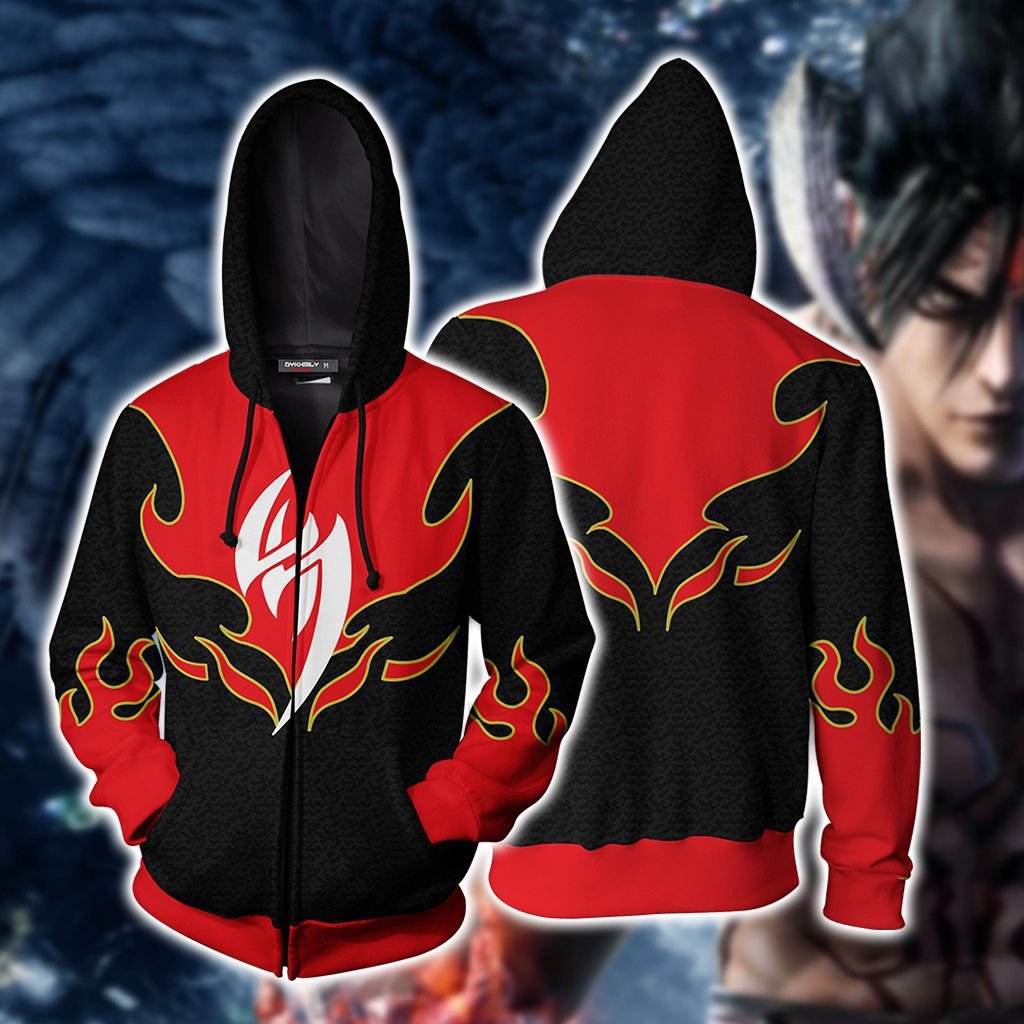 Tekken Game Hot Red Black Unisex 3D Printed Hoodie Sweatshirt Jacket With Zipper