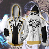 Tekken Game White Black Unisex 3D Printed Hoodie Sweatshirt Jacket With Zipper
