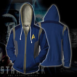 Star Trek Movie Crew Uniform Spock Gold Icon Blue Cosplay Unisex 3D Printed Hoodie Sweatshirt Jacket With Zipper