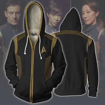 Star Trek Movie Crew Uniform Spock Gold Icon Black Cosplay Unisex 3D Printed Hoodie Sweatshirt Jacket With Zipper