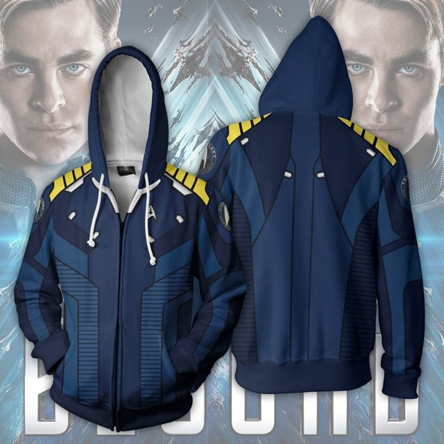 Star Trek Movie Captain Cork Blue Cosplay Unisex 3D Printed Hoodie Sweatshirt Jacket With Zipper